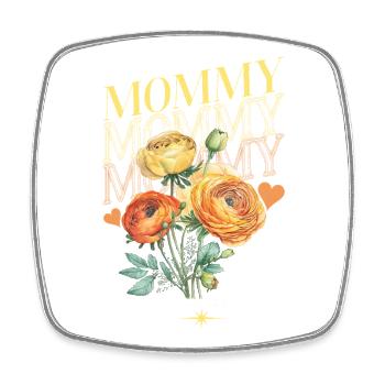 Mommy Floral Bouquet Rétro - Magnet carré - blanc - Devant