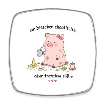 Kuscheliges Chaotisches Schweinchen-Design - Viereckiger Kühlschrankmagnet - Weiß - Vorne