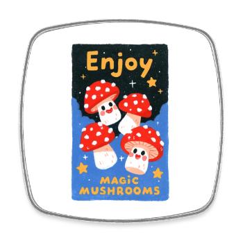 Savourez des champignons colorés - Magnet carré - blanc - Devant