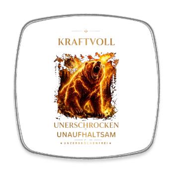 Baer-_Kraftvoll_Unerschrocken_Unaufhaltsam - Viereckiger Kühlschrankmagnet - Weiß - Vorne