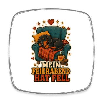 Mein Feierabend hat Fell - Viereckiger Kühlschrankmagnet - Weiß - Vorne