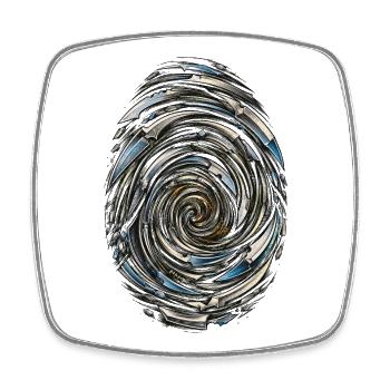Motif en spirale en spirale métallique - Magnet carré - blanc - Devant