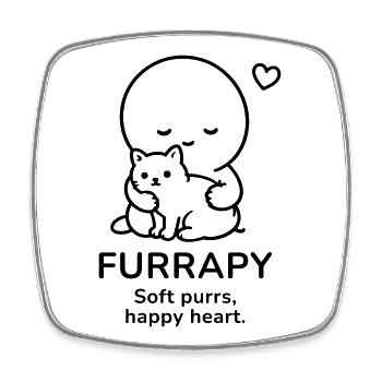 Furrapy – Soft Purrs | Happy Heart Cat Lover - Viereckiger Kühlschrankmagnet - Weiß - Vorne