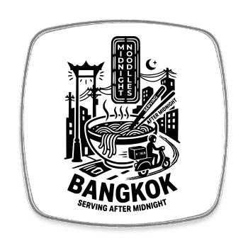 Bangkok Midnight Noodles - Square fridge magnet - white - Front