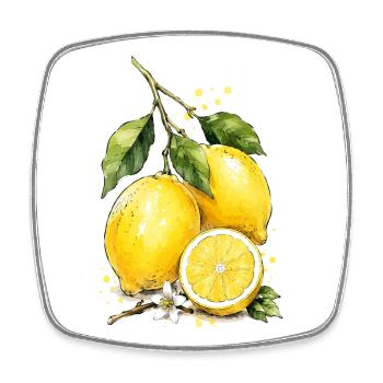 Fraîcheur aquarelle citron - Magnet carré - blanc - Devant