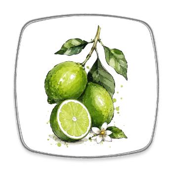 Aquarelle citron vert - Magnet carré - blanc - Devant