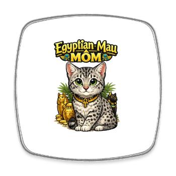 Egyptian Mau Mom Illustration - Square fridge magnet - white - Front