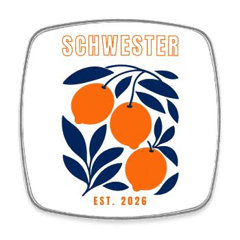 Schwester 2026 - Viereckiger Kühlschrankmagnet - Weiß - Vorne