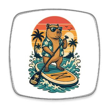 Paddleboard de paddle Capybaras SUP Stand Up Paddle - Magnet carré - blanc - Devant