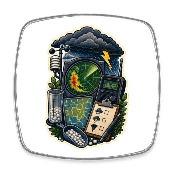 Carte d’observation des tempêtes Nuages radio - Magnet carré - blanc - Devant
