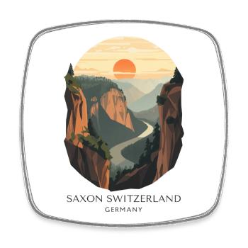 Saxon Switzerland | Vintage National Park - Square fridge magnet - white - Front