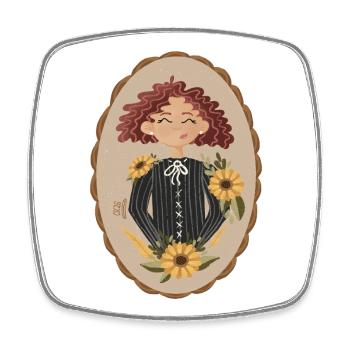 Sunflower Love Oval Portrait - Square fridge magnet - white - Front