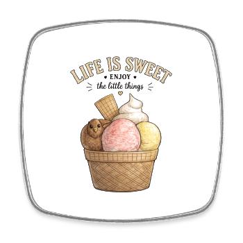 La vie est douce dans le panier de glaces - Magnet carré - blanc - Devant