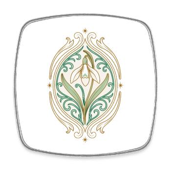 Jugendstil Iris Ornament - Viereckiger Kühlschrankmagnet - Weiß - Vorne