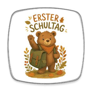 Erster Schultag Bär - Viereckiger Kühlschrankmagnet - Weiß - Vorne