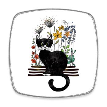 chat - Magnet carré - blanc - Devant
