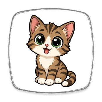 Chat mignon - Magnet carré - blanc - Devant