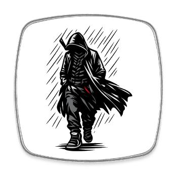 Chasseur d’Ombres en Cape de Pluie - Magnet carré - blanc - Devant