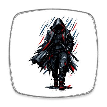 Black Shadow Fighter - Square fridge magnet - white - Front
