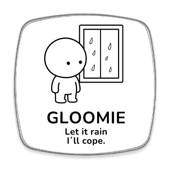 Gloomie – Let It Rain | Cozy Rainy Day Mood - Viereckiger Kühlschrankmagnet - Weiß - Vorne