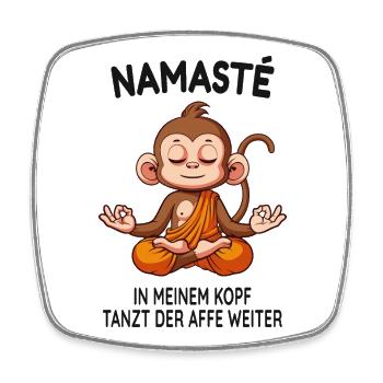 Namasté – Der Affe tanzt im Kopf - Viereckiger Kühlschrankmagnet - Weiß - Vorne