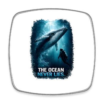 The Ocean Never Lies - Der Ozean Lügt Niemals - Square fridge magnet - white - Front