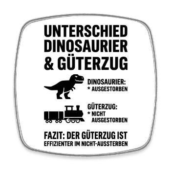 Unterschied Dinosaurier & Güterzug – Lustiges Meme - Viereckiger Kühlschrankmagnet - Weiß - Vorne