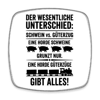 Güterzug VS Schweinehorde - Viereckiger Kühlschrankmagnet - Weiß - Vorne
