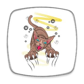 Moonlit Werecat Claw Tee - Cat Scratching Claws - Square fridge magnet - white - Front
