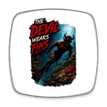 The Devil Wears Fins – Devil Diver | Scuba Diving - Square fridge magnet - white - Front