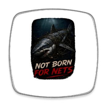 Not Born For Nets – Great White Shark - Square fridge magnet - white - Front