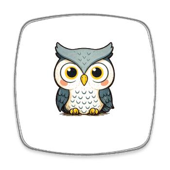 Cuddly owl illustration - Square fridge magnet - white - Front