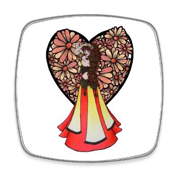 Danseuse florale bohème en robe vintage - Magnet carré - blanc - Devant