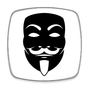 Anonymous Mask - Square fridge magnet - white - Front