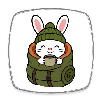 Randonnement en hiver avec un café - Magnet carré - blanc - Devant