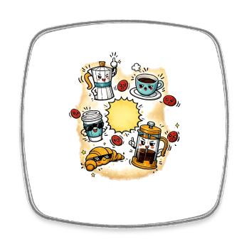 Coffee cosmos of morning joy - Square fridge magnet - white - Front
