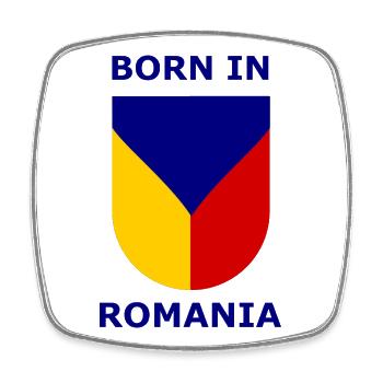 Born in Romania Shield - Square fridge magnet - white - Front