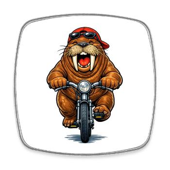 Walrus sporty - Square fridge magnet - white - Front