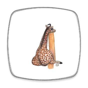 Giraffenfreund am Baumstamm Aquarell - Viereckiger Kühlschrankmagnet - Weiß - Vorne