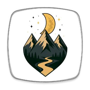 Mondbeschienener Bergpfad - Viereckiger Kühlschrankmagnet - Weiß - Vorne