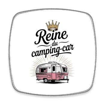Reine du Camping-Car - Humour Femme - Magnet carré - blanc - Devant