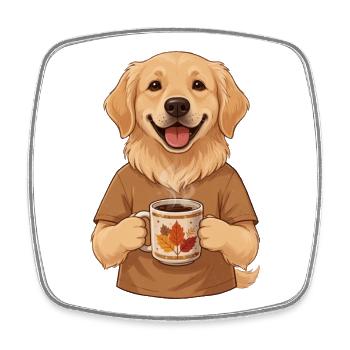Golden Retriever Coffee Fall Dog Motif - Square fridge magnet - white - Front
