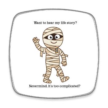 Too Complicated Mummy – lustiges Halloween-T-Shirt - Viereckiger Kühlschrankmagnet - Weiß - Vorne