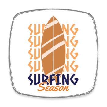 Surfing Season - Viereckiger Kühlschrankmagnet - Weiß - Vorne