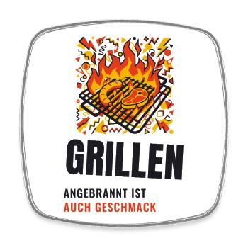 Grillen Angebrannt Ist Auch Geschmack BBQ - Viereckiger Kühlschrankmagnet - Weiß - Vorne