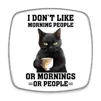 I Dont Like Morning People Cat - Viereckiger Kühlschrankmagnet - Weiß - Vorne