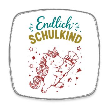 Endlich Schulkind Unicornenfreude - Viereckiger Kühlschrankmagnet - Weiß - Vorne