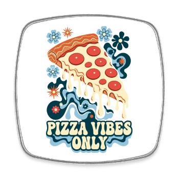 Pizza Vibes Only Retro Pizza - Viereckiger Kühlschrankmagnet - Weiß - Vorne