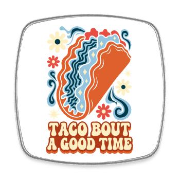 Taco Bout A Good Time Retro Taco - Viereckiger Kühlschrankmagnet - Weiß - Vorne