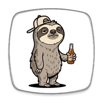 Faultier Bier Cool - Viereckiger Kühlschrankmagnet - Weiß - Vorne